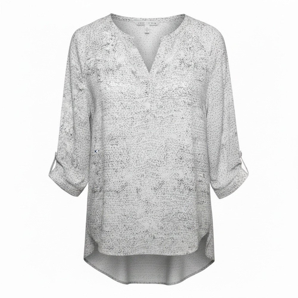 Violet + Claire Blouse Women's Large White Speckled Tunic Top